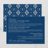  marineslag Silver Art Deco Wedding Information Informatiekaartje (Voorkant / Achterkant)