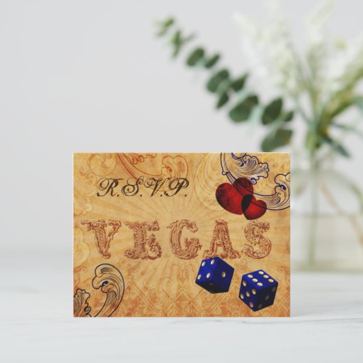 marineslag Vegas bruiloft rsvp Uitnodiging Briefkaart (Staand voorkant)