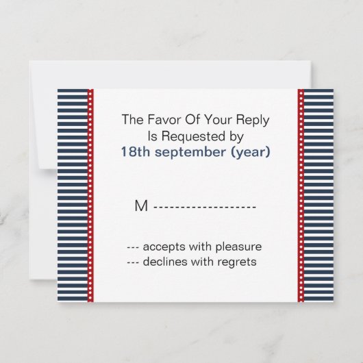 marineslappen, reddingsboei, zeevertrouwrsvp RSVP kaartje (Achterkant)