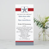 marineslappen, roer, nautische trouwprogramma's programmakaart (Staand voorkant)