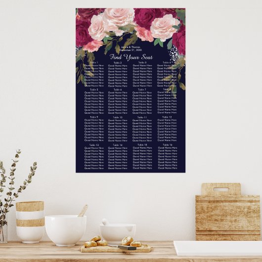 marineslot roze bruinrode bruiloft poster (Keuken)