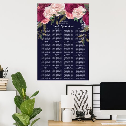 marineslot roze bruinrode bruiloft poster (Thuiskantoor)