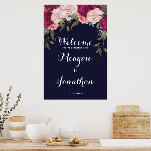 marinesluiting floral bruiloft poster (Keuken)