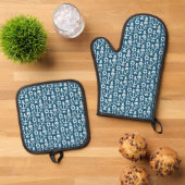 Marinesoldaat Element zee patroon Ovenwant & Pannenlap Set (Top down)