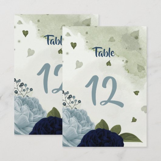 marinesolijfblauw groen tafelnummer (Voorkant / Achterkant)