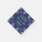 marinesologram blauw art deco bruilding servetten (Hoek)