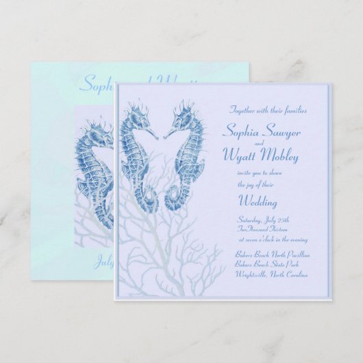 marinestrand - bruin - uitnodiging (Voorkant / Achterkant)