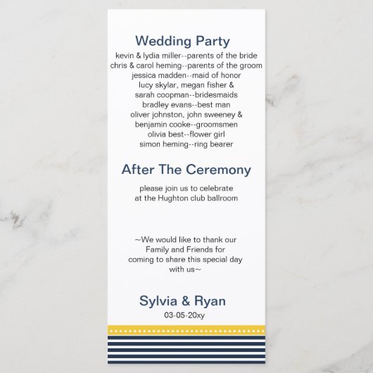 marinestrepen, anker- en nautische trouwprogramma' programmakaart (Achterkant)