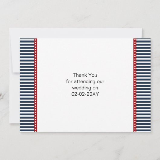 marinestrepen, anker, nautische bruiloft Dank u Bedankkaart (Achterkant)