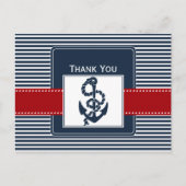 marinestrepen, anker, nautische bruiloft Dank u Briefkaart (Voorkant)