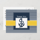 marinestrepen, anker, nautische bruiloft Dank u Briefkaart (Voorkant / Achterkant)