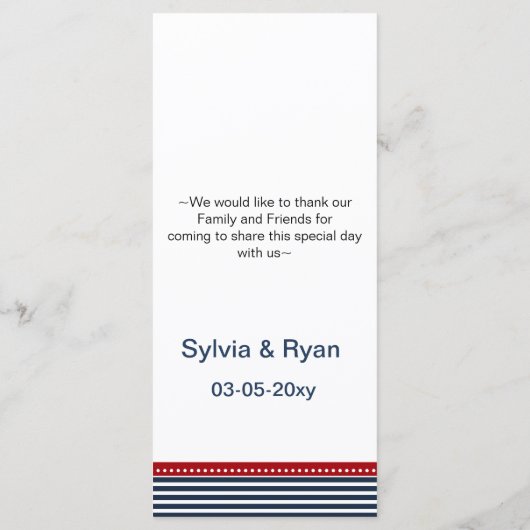 Marinestrepen, anker, nautische menukaarten menu (Achterkant)