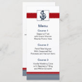 Marinestrepen, anker, nautische menukaarten menu (Voorkant / Achterkant)