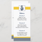 Marinestrepen, anker, nautische menukaarten menu (Voorkant / Achterkant)