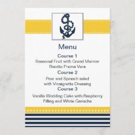 Marinestrepen, anker, nautische menukaarten menu