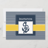 marinestrepen, anker, nautische trouwuitnodigingen kaart (Voorkant)