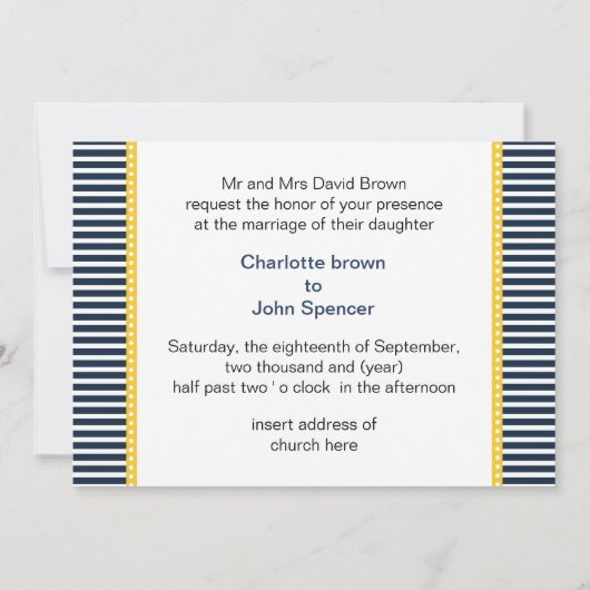 marinestrepen, anker, nautische trouwuitnodigingen kaart (Achterkant)