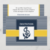 marinestrepen, anker, nautische trouwuitnodigingen kaart (Voorkant / Achterkant)