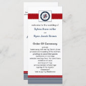 marinestrepen, kompas, nautische trouwprogramma's programmakaart (Voorkant / Achterkant)