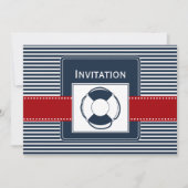 marinestrepen, reddingsboei, nautische trouwuitnod kaart (Voorkant)