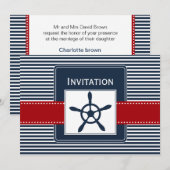 marinestrepen, roer, nautische trouwuitnodigingen kaart (Voorkant / Achterkant)