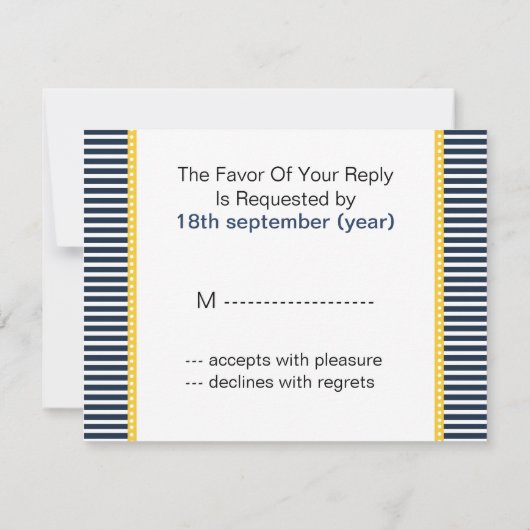 marinestrepen, vuurtoren, nautische bruiloft rsvp (Achterkant)