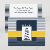 marinestrepen, vuurtoren, nautische bruiloft rsvp (Voorkant / Achterkant)