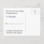 marinestrepen, vuurtoren, nautische bruiloft rsvp uitnodiging briefkaart (Achterkant)