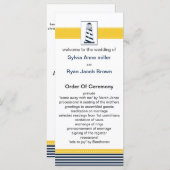 marinestrepen, vuurtoren, nautische trouwprogramma programmakaart (Voorkant / Achterkant)