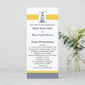 marinestrepen, vuurtoren, nautische trouwprogramma programmakaart (Staand voorkant)