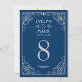  marinetafel Silver Art Deco Wedding Table Kaart (Voorkant)