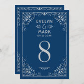  marinetafel Silver Art Deco Wedding Table Kaart (Voorkant / Achterkant)