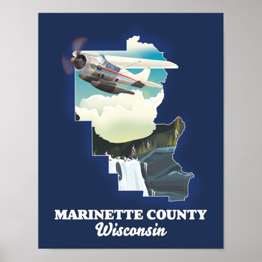 Marinette County Wisconsin kaart Poster (Voorkant)