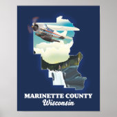 Marinette County Wisconsin map Poster (Voorkant)