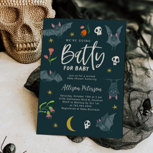 Marinevleermuizen dol over babyshower kaart