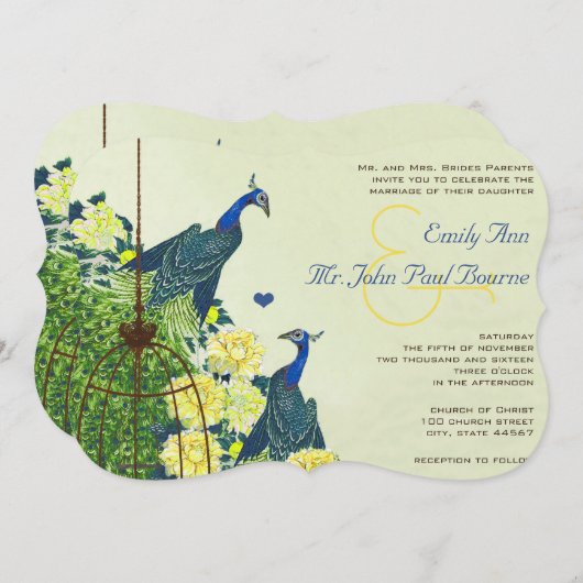 marinevlek en geel vogelkooi kaart (Voorkant / Achterkant)