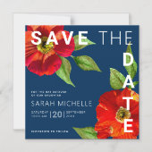 Marinevloot Bat Mitzvah Save the Date Rood Bloemmo Magnetische Uitnodiging (Voorkant)