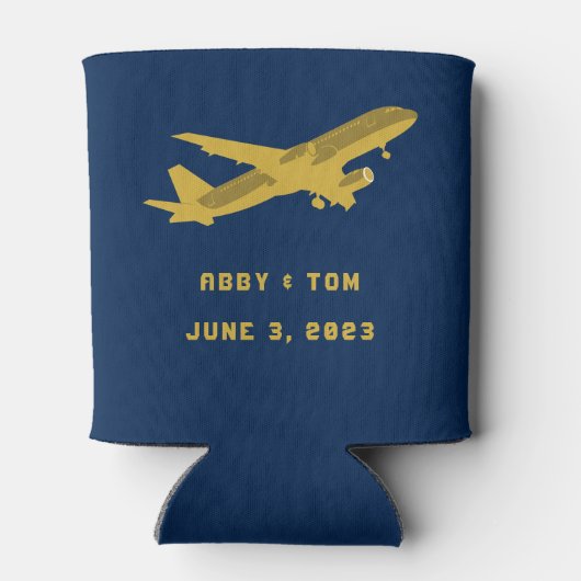 Marinewand en gouden vliegenweddenschap blikjeskoeler (Achterkant)