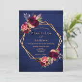 Marinewand met bruinkoolbloem bruiloft kaart (Staand voorkant)