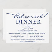 marinewit Elegant Script Rehearsal Dinner Kaart (Voorkant / Achterkant)