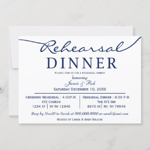 marinewit Elegant Script Rehearsal Dinner Kaart