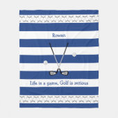 Marinewitte golfclubs gepersonaliseerde vlootsdeke fleece deken (Voorkant)