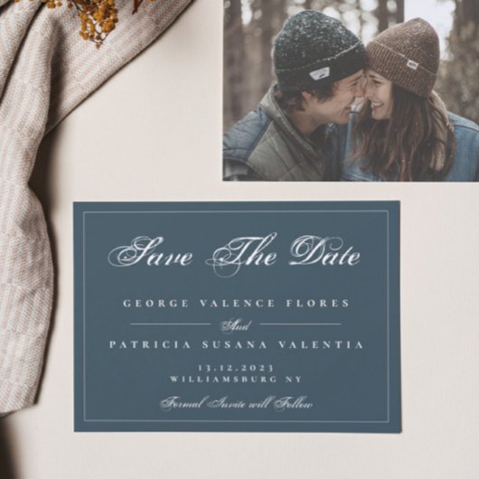 Marinewitte klassieke legante foto save the date