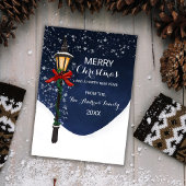 marinewitte znowy Lamppost Garland Bow Kerstmis Feestdagenkaart