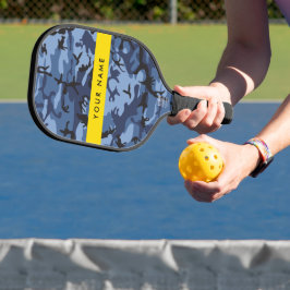 Marini-blauw camouflage Je naam Personaliseer Pickleball Paddle