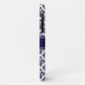 marinier Blue Whisky Damask #3 Navy Name Monogram Case-Mate iPhone Case (Achterkant/links)