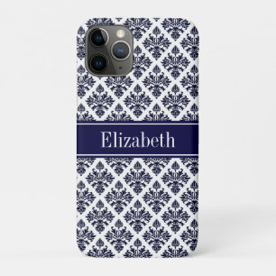 marinier Blue Whisky Damask #3 Navy Name Monogram Case-Mate iPhone Case