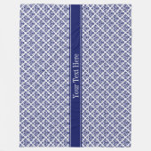 marinier Blue Whisky Damask #3 Navy Name Monogram Fleece Deken (Voorkant)