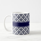 marinier Blue Whisky Damask #3 Navy Name Monogram Koffiemok (Links)