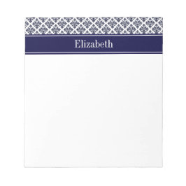  marinier Blue Whisky Damask #3 Navy Name Monogram Notitieblok